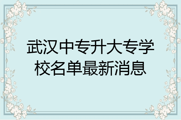武汉中专升大专学校名单最新消息