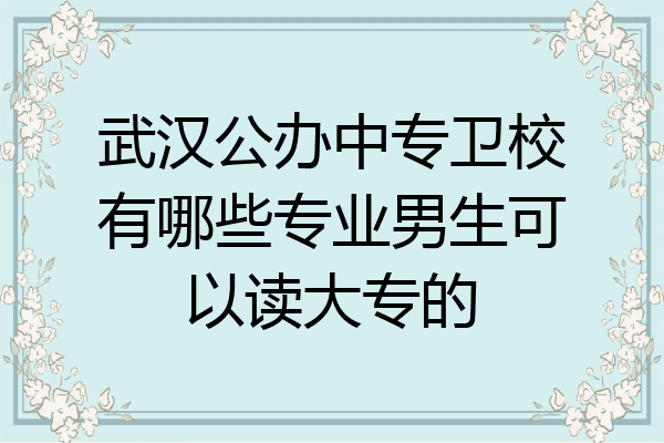 武汉公办中专卫校有哪些专业男生可以读大专的