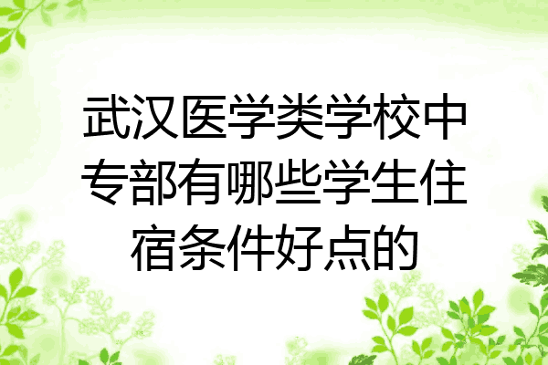 武汉医学类学校中专部有哪些学生住宿条件好点的