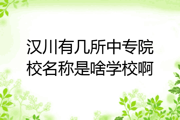 汉川有几所中专院校名称是啥学校啊