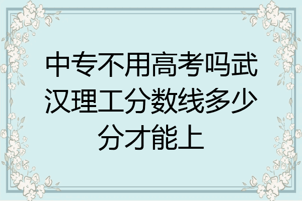 中专不用高考吗武汉理工分数线多少分才能上