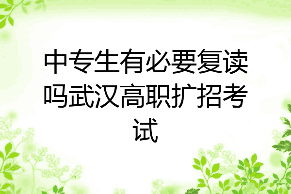 中专生有必要复读吗武汉高职扩招考试