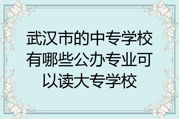 武汉市的中专学校有哪些公办专业可以读大专学校