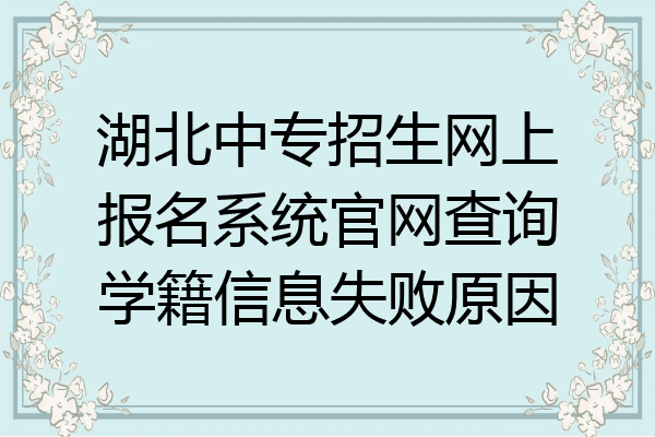 湖北中专招生网上报名系统官网查询学籍信息失败原因