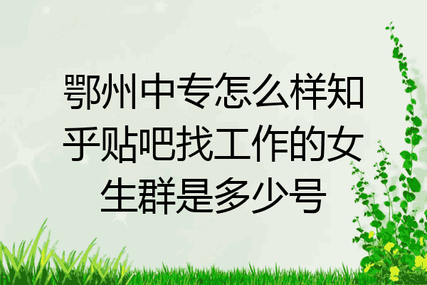 鄂州中专怎么样知乎贴吧找工作的女生群是多少号
