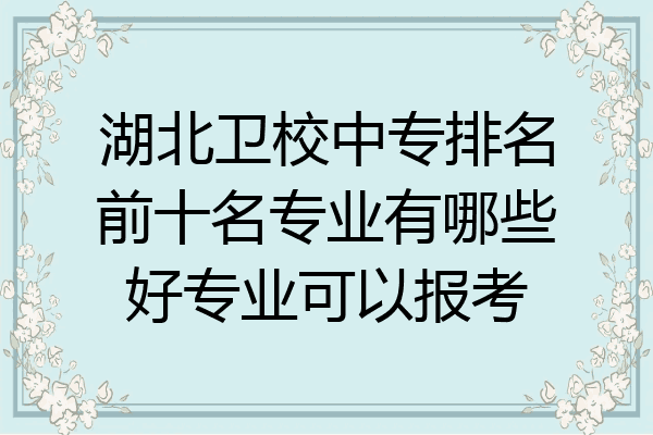 湖北卫校中专排名前十名专业有哪些好专业可以报考