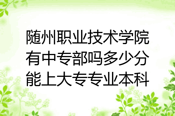随州职业技术学院有中专部吗多少分能上大专专业本科