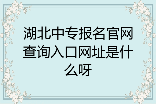 湖北中专报名官网查询入口网址是什么呀