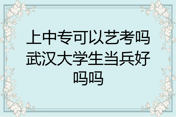 上中专可以艺考吗武汉大学生当兵好吗吗