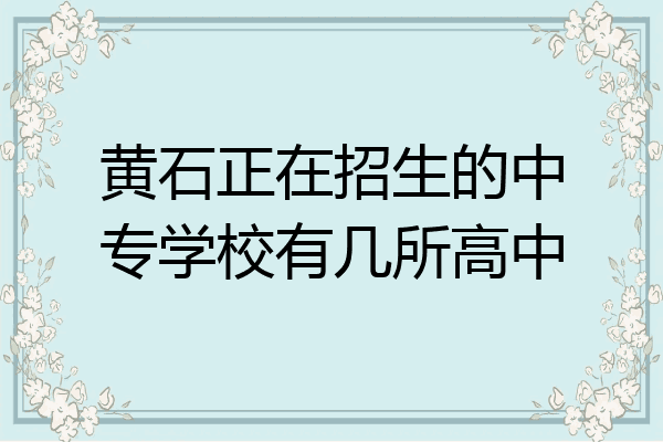 黄石正在招生的中专学校有几所高中