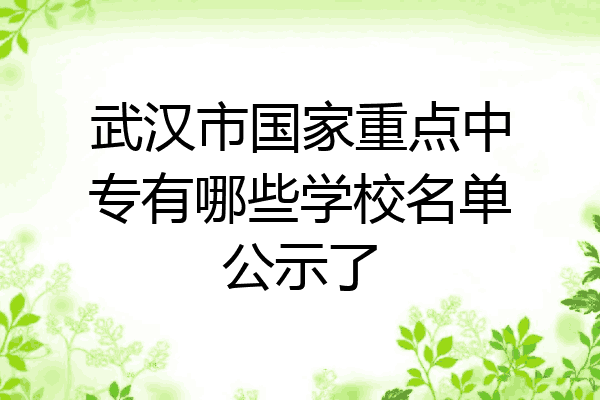 武汉市国家重点中专有哪些学校名单公示了