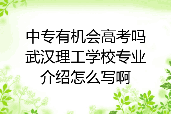 中专有机会高考吗武汉理工学校专业介绍怎么写啊