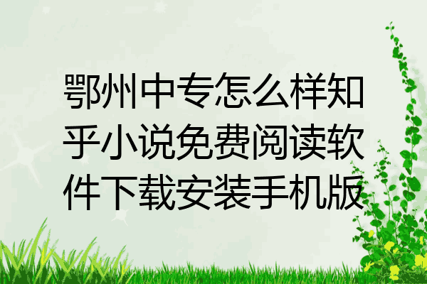 鄂州中专怎么样知乎小说免费阅读软件下载安装手机版
