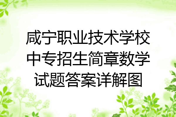 咸宁职业技术学校中专招生简章数学试题答案详解图