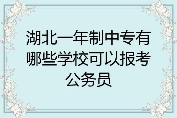 湖北一年制中专有哪些学校可以报考公务员