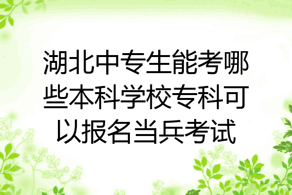 湖北中专生能考哪些本科学校专科可以报名当兵考试