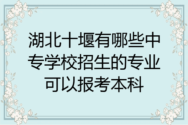 湖北十堰有哪些中专学校招生的专业可以报考本科