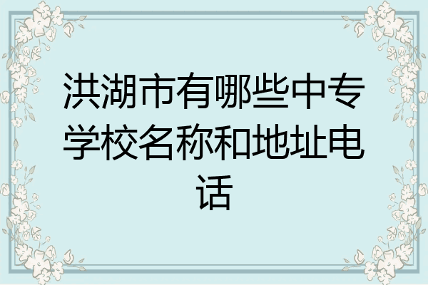洪湖市有哪些中专学校名称和地址电话