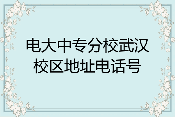 电大中专分校武汉校区地址电话号