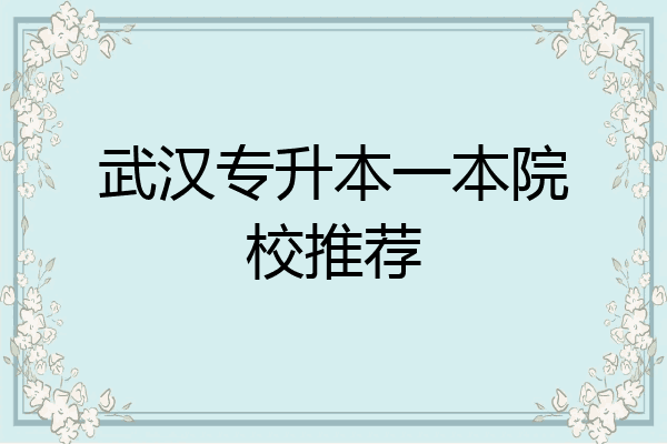 武汉专升本一本院校推荐