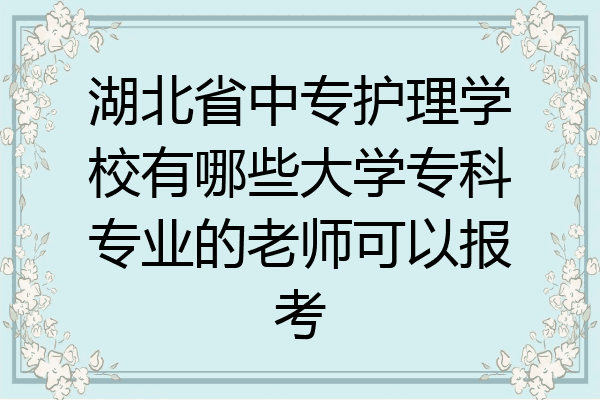 湖北省中专护理学校有哪些大学专科专业的老师可以报考