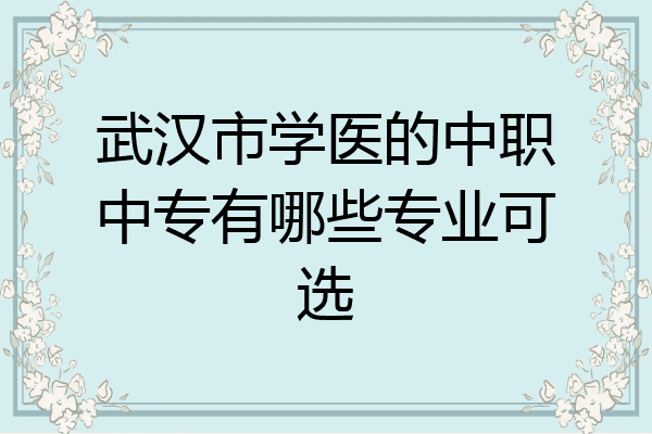 武汉市学医的中职中专有哪些专业可选
