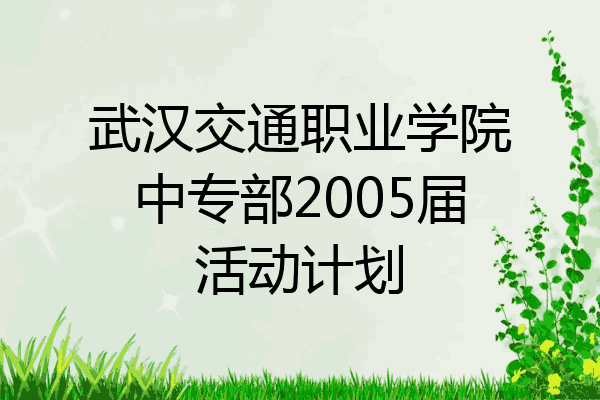 武汉交通职业学院中专部2005届活动计划
