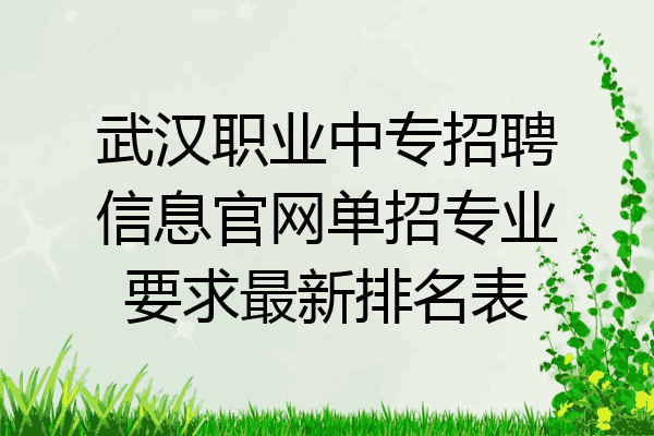 武汉职业中专招聘信息官网单招专业要求最新排名表