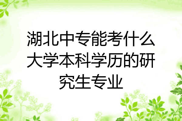 湖北中专能考什么大学本科学历的研究生专业
