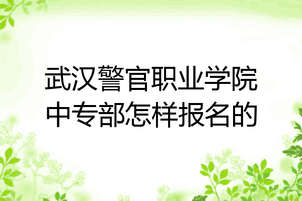 武汉警官职业学院中专部怎样报名的