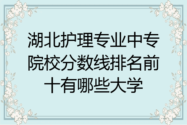 湖北护理专业中专院校分数线排名前十有哪些大学