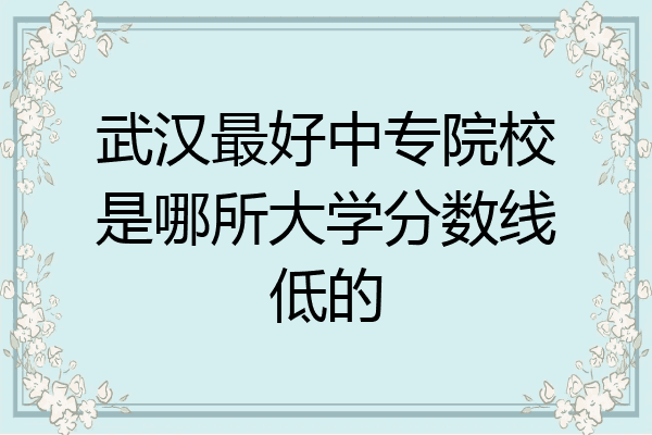 武汉最好中专院校是哪所大学分数线低的