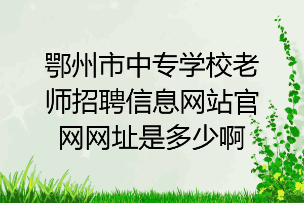 鄂州市中专学校老师招聘信息网站官网网址是多少啊