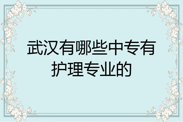 武汉有哪些中专有护理专业的