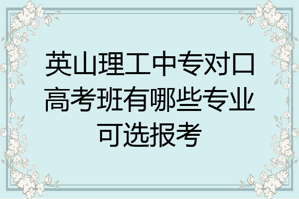 英山理工中专对口高考班有哪些专业可选报考