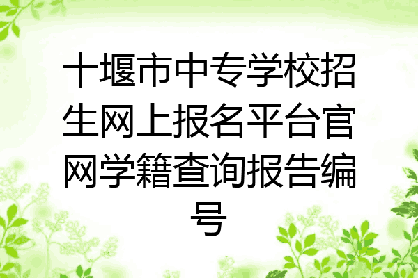 十堰市中专学校招生网上报名平台官网学籍查询报告编号