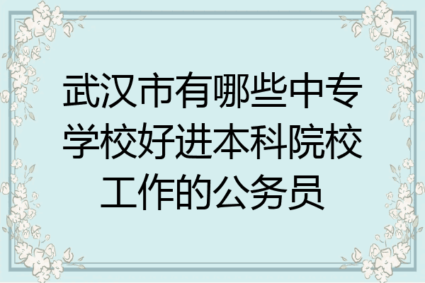 武汉市有哪些中专学校好进本科院校工作的公务员