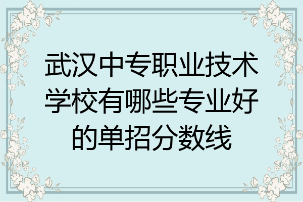 武汉中专职业技术学校有哪些专业好的单招分数线
