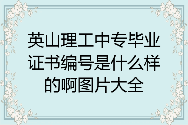 英山理工中专毕业证书编号是什么样的啊图片大全