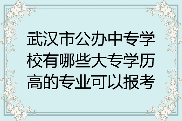 武汉市公办中专学校有哪些大专学历高的专业可以报考