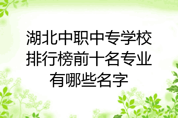 湖北中职中专学校排行榜前十名专业有哪些名字