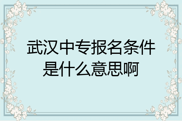 武汉中专报名条件是什么意思啊