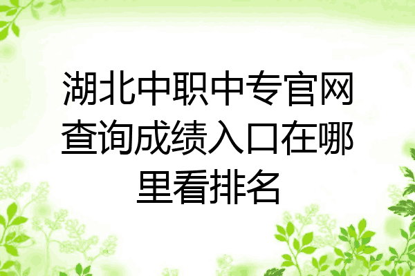 湖北中职中专官网查询成绩入口在哪里看排名