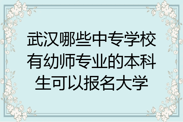武汉哪些中专学校有幼师专业的本科生可以报名大学