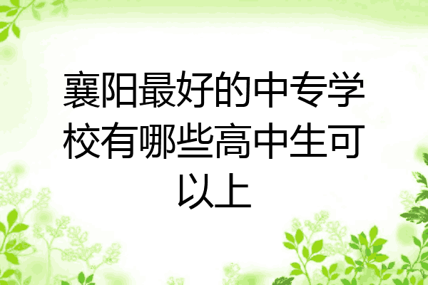 襄阳最好的中专学校有哪些高中生可以上