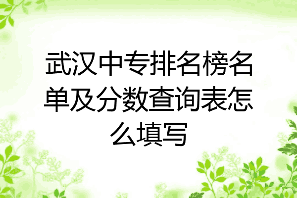 武汉中专排名榜名单及分数查询表怎么填写