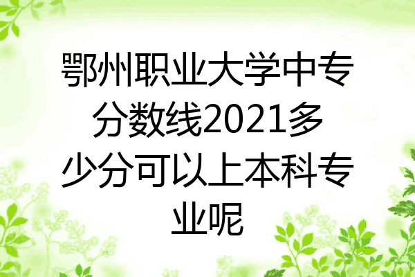 鄂州职业大学中专分数线2021多少分可以上本科专业呢