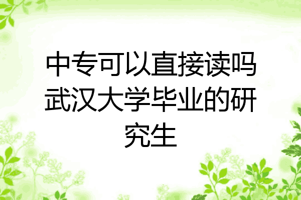 中专可以直接读吗武汉大学毕业的研究生