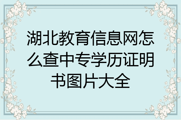 湖北教育信息网怎么查中专学历证明书图片大全