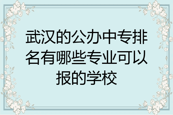 武汉的公办中专排名有哪些专业可以报的学校